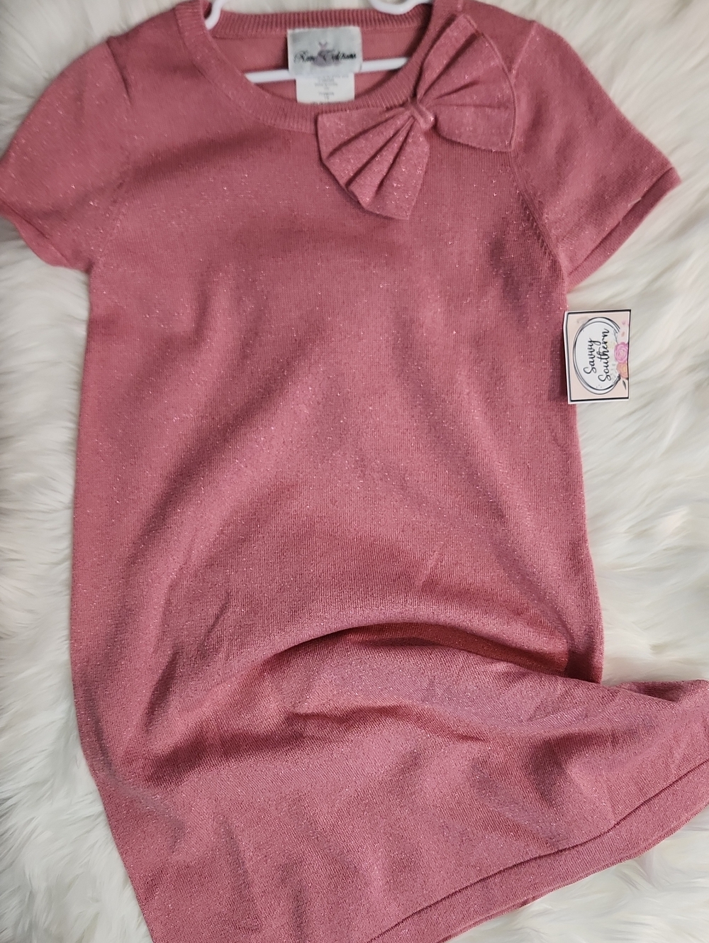 Sparkle Knit Sweater Dress - Color: Pink - Girls Size: 10 - Brand: Rare Editions